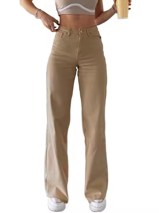 Vaqueros holgados de moda Retro para mujer, cintura alta, pierna recta, estilo coreano, vaqueros informales de primavera - 1