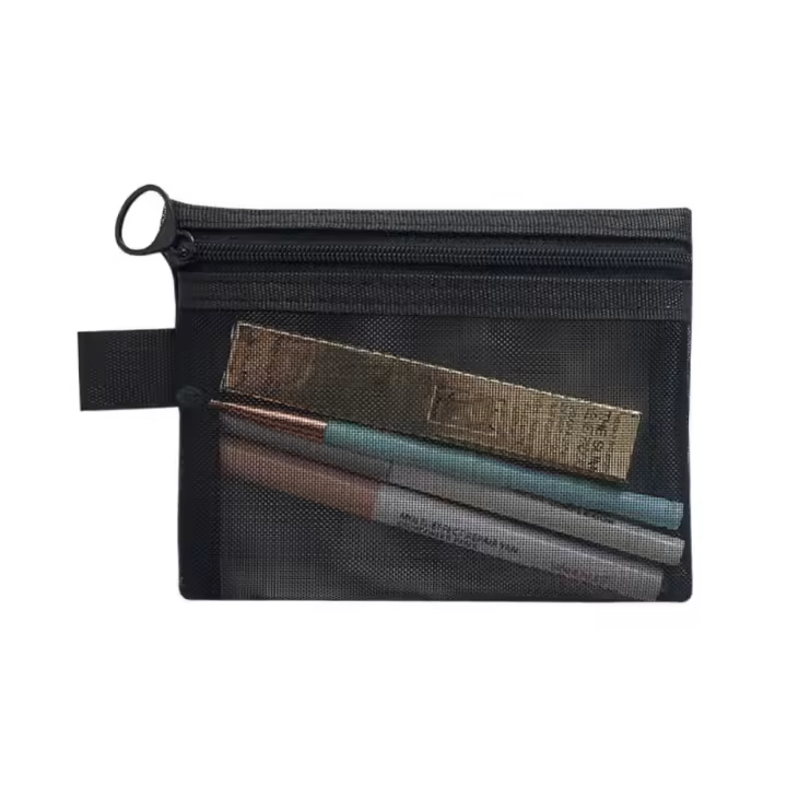 Bolsa de cosméticos de malla de gran capacidad, bolsa cuadrada con cremallera, bolsa de almacenamiento, neceser, estuche organizador, bolsa de maquillaje transparente, viaje - 1