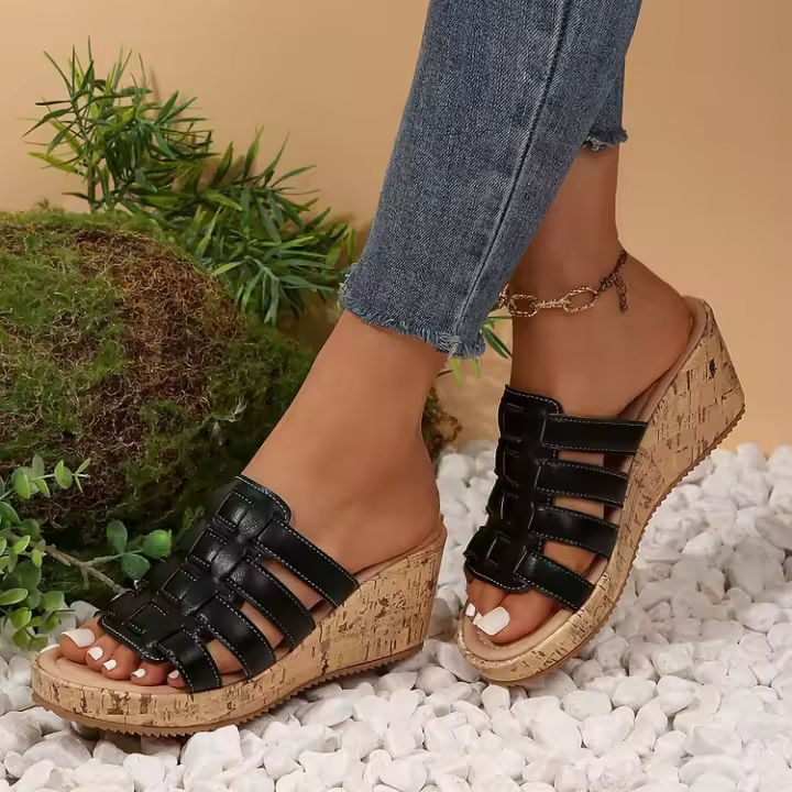 Zapatillas de tacón de cuña para mujer, zapatos de verano - 1