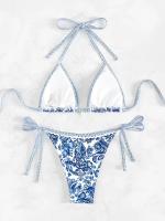 2025 Halter String Triangle Bikini de dos piezas traje de baño para mujer traje de baño femenino bañistas traje de baño ropa de playa verano - details 1