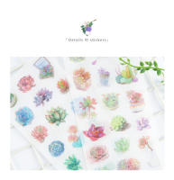 Pegatinas de Scrapbooking Kawaii de Plantas Succulentas en PVC Transparente 6 Hojas/Paquete Decoración para Diario y Papelería de Marca nbyinto - details 2