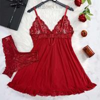 camisón, vestido de noche para mujer, conjunto de cuello, escote en V profundo y ropa interior, lencería con volantes ENCE, pijamas - details 4