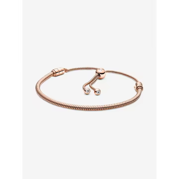 Pulsera de cadena de serpiente Moments Design con forro de oro rosa de 14 quilates y cremallera deslizante - 1