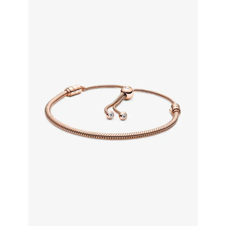Pulsera de cadena de serpiente Moments Design con forro de oro rosa de 14 quilates y cremallera deslizante - 1