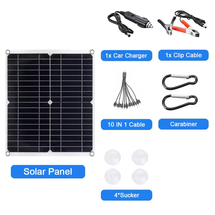 Kit de Panel Solar de 200W 12V con controlador de carga Solar de 100A  salidas USB duales de 5V controlador de Panel Solar combinado para caravana y barco - 1
