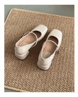 Zapatos Mary Jane retro franceses de mujer para la primavera 2025, boca poco profunda, punta cuadrada, tacón medio grueso con falda, boca poco profunda, zapatos individuales. - details 10
