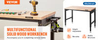 VEVOR banco de trabajo ajustable, mesa de garaje, con tomas de corriente, tapa de madera dura, marco de Metal y almohadillas para los pies, para oficina, hogar, garaje - details 1