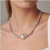 UNOde50-Collar de perlas de media luna para mujer, collar de plata pulida irregular - details 1