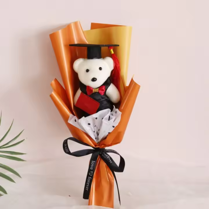 Ramo de peluche de oso de dibujos animados, juguete de decoración, regalo de graduación, nuevo - 1