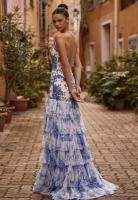 Vestido de falda plisada estampado elegante de moda con cuello en V de manga corta para mujer - details 5