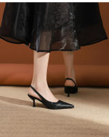 Sandalias de aguja nuevas, sencillas y versátiles, con estampado de leopardo y espalda puntiaguda. - details 12