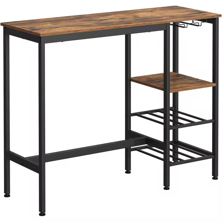 Barra Rectangular EstrechaCocinaMara ingeniería Acero aleadoMarrón Vintage y Negro110 x 40 x90 cm - 1