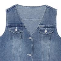 PB & ZA 2025 slim fit cuello en V casual versátil sin mangas chaleco corto de mezclilla top novedad de verano ropa de mujer - details 10