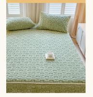 Funda de colchón de terciopelo grueso, Protector de almohadilla de cama tejido de amor, Sábana bajera cálida de felpa para el hogar, colchas de dormitorio - details 0