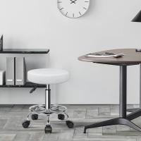 Taburete Redondo de Cuero PU reposapiés Ajuste de Altura Giratorio Medical SPA salón taburetes de Masaje Silla de Trabajo Color Negro - details 22