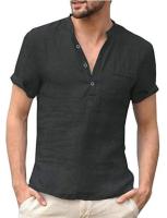 Camisas de lino con botones para hombre, camisa informal de manga corta para playa, hawaiana, para vacaciones, talla S-5XL - details 2