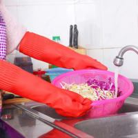Herramientas Limpieza roja Lavado Lavar platos Guantes para el hogar Guantes de látex Cocina Manga larga - details 6