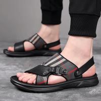 Sandalias de Playa de Cuero Vacuno de Primera Calidad para Hombre Sandalias de Dos Usos de Verano Acolchadas de Látex Suave - details 4