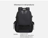 Mochila de gran capacidad para hombre, bolsa de viaje con compartimento para zapatos, capacidad expandible, con interfaz USB - details 8