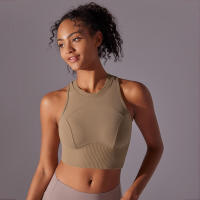 Tops para mujer, Top moldeador de punto de Color sólido, ropa de Yoga recortada en la espalda, deportes, correr, camiseta sin mangas - details 20