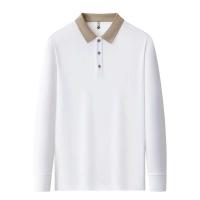 Nuevo polo de negocios informal de manga larga de color sólido para hombre, un top versátil que está a la moda, cálido y cómodo para - details 12