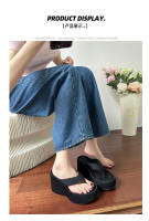 Chanclas de suela gruesa que aumentan la altura en verano, zapatillas con forma de magdalena y sandalias con tacón de cuña para mujer - details 7