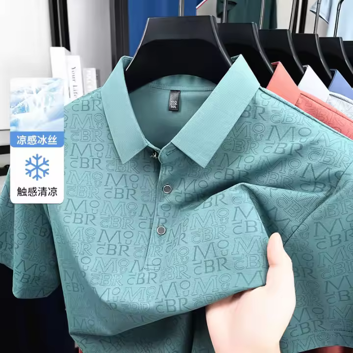 Camiseta de manga corta con cuello para hombre de mediana edad, POLO informal y versátil, Top holgado, verano 2025 - 1