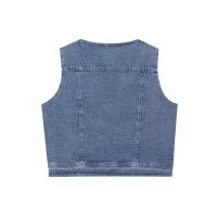 PB & ZA 2025 slim fit cuello en V casual versátil sin mangas chaleco corto de mezclilla top novedad de verano ropa de mujer - details 2