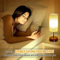Lámpara de Mesita de Noche Táctil Regulable, Lámpara de Mesa con Puertos de Carga USB A + C, Pantalla de Tela de Lino - details 7