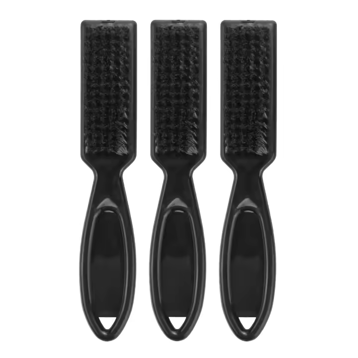 3 uds cepillo para desvanecer peine tijeras cepillo de limpieza barbería piel desvanecimiento Vintage aceite forma de cabeza tallado cepillo de limpieza - 1