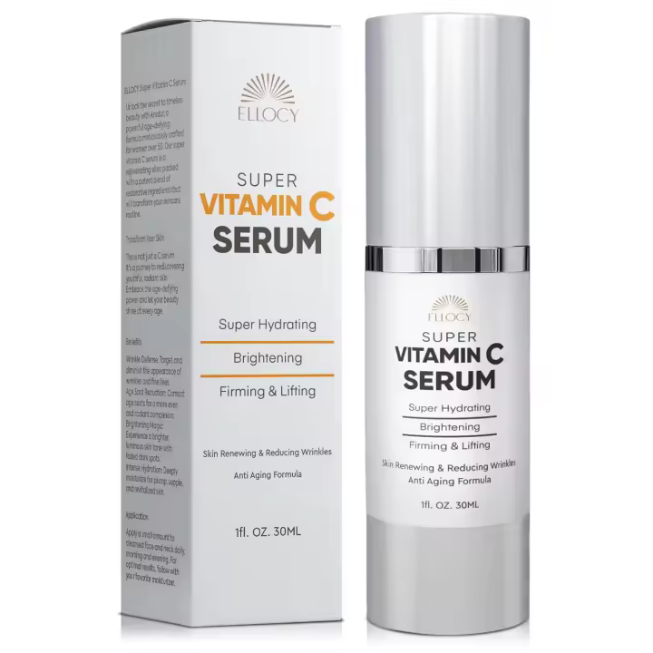 Super Serum Mujeres mayores de 70 años: Vitamina C E Ácido hialurónico Cafeína Hidratante Hidrata Reafirma Levanta Suaviza Objetivos Manchas de envejecimiento Arrugas - 1