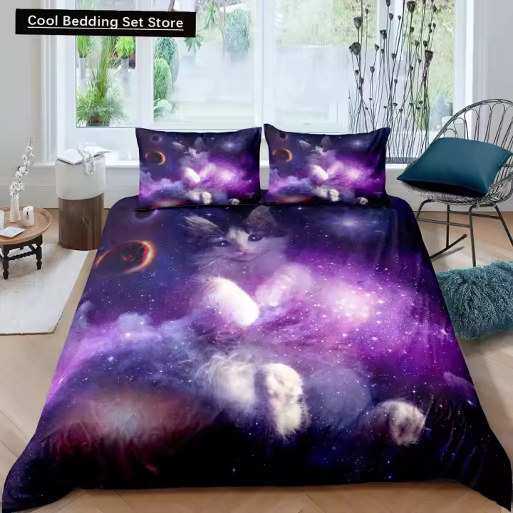 Juego de Ropa de Cama de Galaxia Colorida Cubierta de Duvet de Rey y Reina de Cielo Estrellado - 1