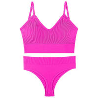 Women 2 pieces solid color fitness sports bra underwear top gym yoga athletic tight workout soft brassiere padded - details 21
