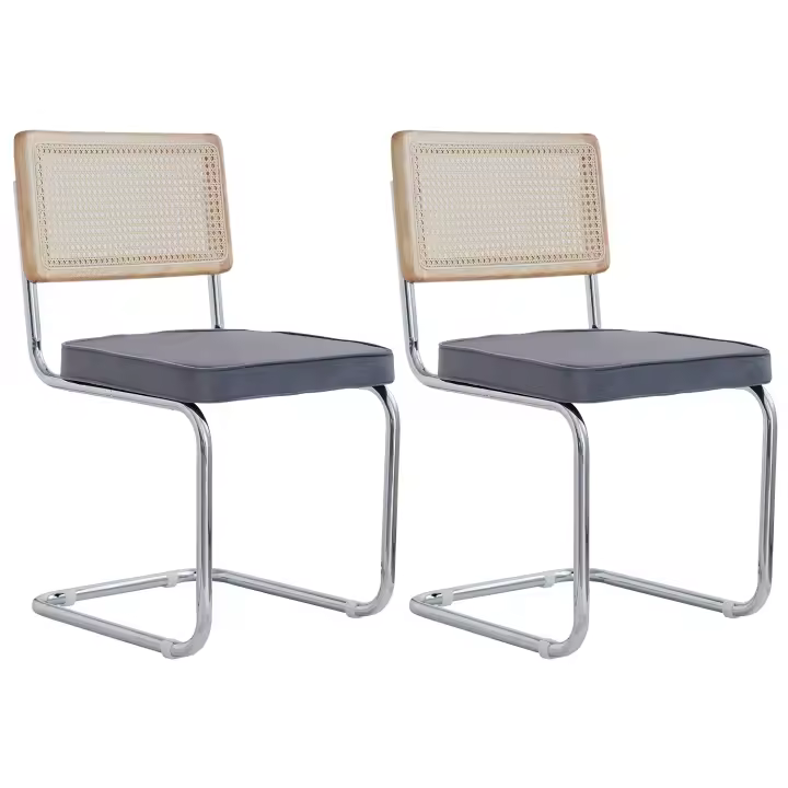 Juego de sillas de comedor Retro Para el hogar, taburete tapizado de plástico de ratán, escritorio de dormitorio, respaldo, arco, ordenador y oficina, 2 unidades - 1