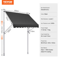 VEVOR-toldo retráctil para Patio, refugio de sombrilla con mango de manivela Manual, cubierta de sombrilla para Patio al aire libre - details 6