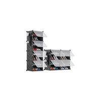 Zapatero, 24 Compartimentos (3 x 8) para 48 Pares, Armario Paneles de Plástico, para Dormitorio Sala de Estar, Recibidores, Negro, Modular, Estantería, 30 x 40 x 30 cm Cada Cubo - details 9