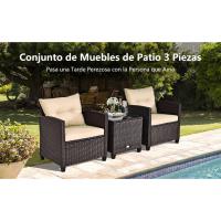 Conjunto de Muebles de Jardín de Exterior de Ratán de 3 Piezas