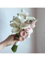 Bolas de Flor de Novia 5/10Pcs Flores Artificiales Blancas para Decoración de Fiesta de Bautizo en Casa Tacto Real de Lili de Calla - details 6