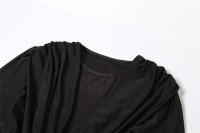 BUNO-maxivestido liso elegante para mujer, vestido clásico cruzado fruncido de manga larga con abertura, bata moldeadora de cuerpo, Vestidos de fiesta de calle alta para mujer - details 9