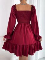 Elegante Vestido de Manga Larga para Mujer Color Sólido, con Volantes, Alta Calidad y Lujo Diseñador - details 6