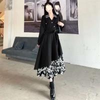 Elegante Vestido de Moda Casual para Mujer Corte A-line de Cintura Alta y Manga Larga con Detalles de Parche de Botón Todo Emparejamiento - details 1