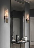 Lámpara de pared de mármol Natural de lujo para decoración del hogar, candelabro de 15,7 "para mesita de noche, sala de estar, dormitorio, pasillo, accesorios de iluminación, E27 - details 7
