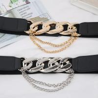 Cadenas de Metal doradas multicapa para mujer, cinturón negro de cuero PU, correas elásticas de cintura ancha, cinturones Punk con remaches, decoración de traje, cinturones de vestido - details 3