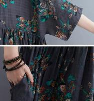 Vestido de flores de gran tamaño para mujer, falda larga informal holgada de lino y algodón Vintage, primavera y verano - details 7