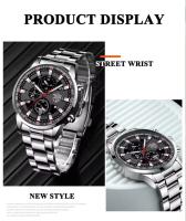 Reloj deportivo de acero inoxidable para hombre, cronógrafo de cuarzo, informal, luminoso, a la moda, para negocios, mejor - details 1