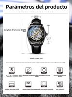 Reloj mecánico completamente automático con correa de cuero para hombre, reloj mecánico hueco, reloj luminoso e impermeable. - details 0