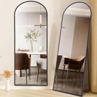 Cuerpo Entero Curvado, Espejos Grandes de Pared con Marco de Aluminio 161 x 52 cm, Espejo de Pie Inclinado o Colgante para Salón, Dormitorio, Entrada, Negro - details 22