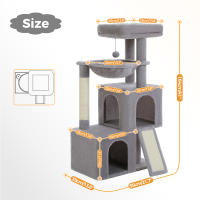 PAWZ Road Árbol para gatos de varios niveles con 2 acogedores condominios, hamaca, almohadilla rascadora para gatos, gran torre para gatos, poste rascador para gatos de interior, casa para gatos, juguetes para gatos - details 0