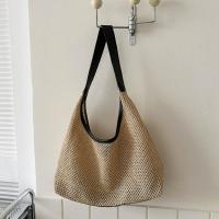 Bolso de paja tejido hecho a mano Simple, bolso de mano de estilo bohemio, bolso de rafia, bolsos de playa de gran capacidad para verano - details 24