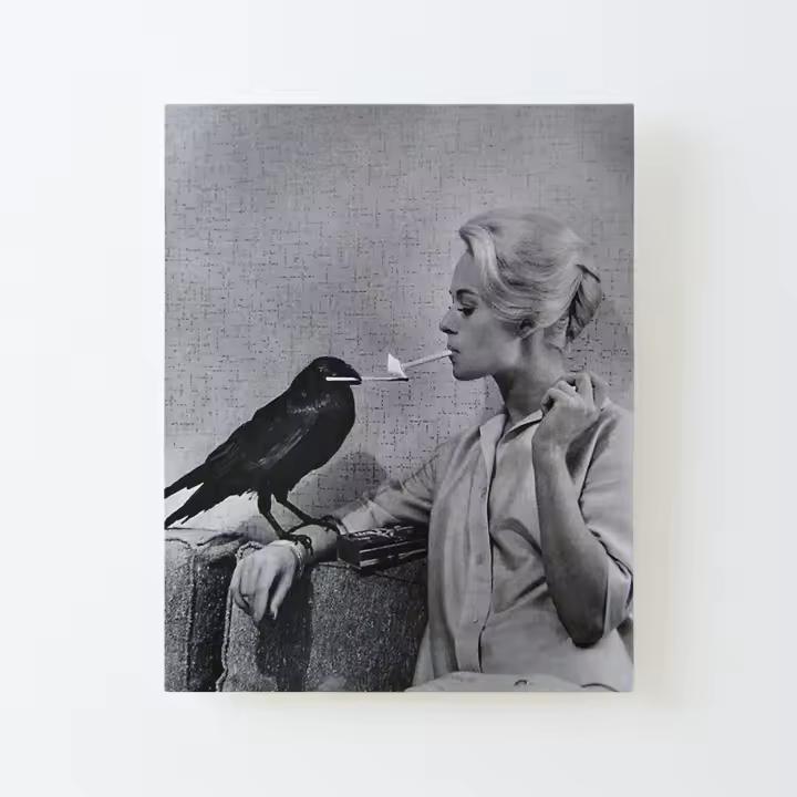 Tippi Hedren fumando su cigarrillo Lienzo Impreso Marco de Kit DIY 40x50cm - 1